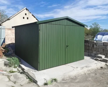 Vieno automobilio skardinis garažas 3×3 m Dvišlaitis Žalia