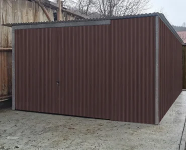 Vieno automobilio skardinis garažas 4×5 m Vienšlaitis Tamsiai ruda
