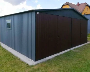 Dviejų automobilių skardinis garažas 6×5 m Dvišlaitis Grafito spalva