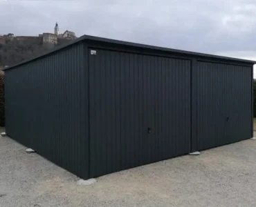 Dviejų automobilių skardinis garažas 6×5 m Vienšlaitis Grafito spalva