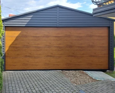 Vieno automobilio skardinis garažas 5.9×5 m Dvišlaitis Grafito spalva