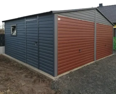 Dviejų automobilių skardinis garažas 6×5 m Dvišlaitis Grafito spalva