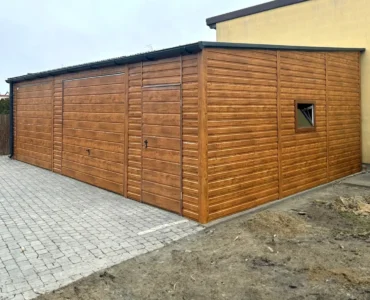 Dviejų automobilių skardinis garažas 9×6 m Vienšlaitis Medžio tekstūra
