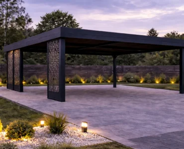 Carport Ažūrinės plokštės – Automobilių stoginė 6×6 m