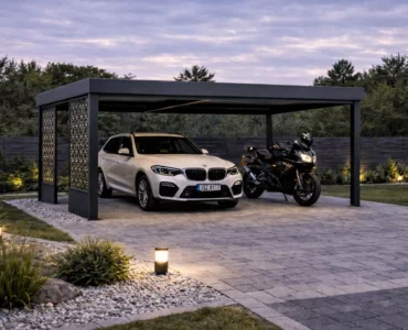 Carport Ažūrinės plokštės – Automobilių stoginė 4×4 m