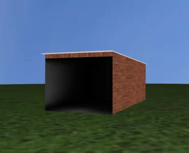 Skardinis garažas 4x6 m – stogas vienšlaitis, Grafitas – Modelis 2