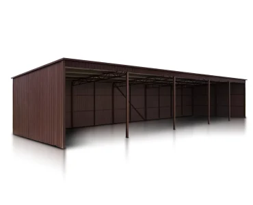 Skardinė stoginė 25x5 m – stogas vienšlaitis, Tamsiai ruda