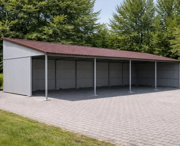 Skardinė stoginė 20x6 m – stogas vienšlaitis, Aliuminis