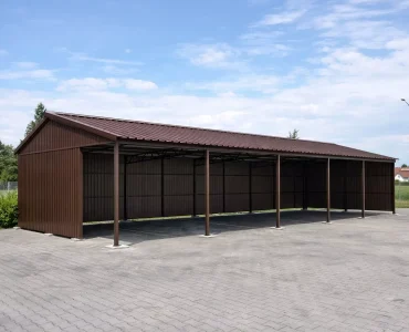 Skardinė stoginė 30x8 m – stogas dvišlaitis, Tamsiai ruda