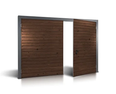 Dvivėriai vartai 2x3 m, Medžio imitacijos, horizontalus profiliavimas, plokštė 10 cm