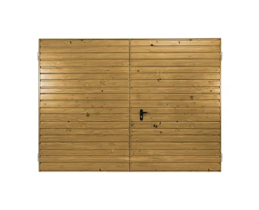 Dvivėriai vartai 2x3,5 m, Medžio imitacijos, horizontalus profiliavimas, plokštė 10 cm