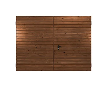 Dvivėriai vartai 3x3,5 m, Medžio imitacijos, horizontalus profiliavimas, plokštė 10 cm