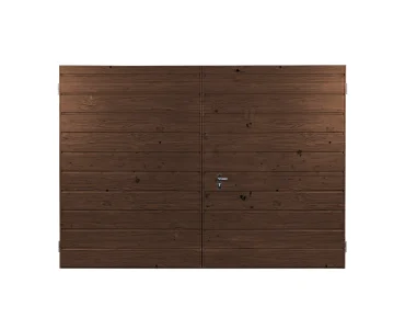 Dvivėriai vartai 3x3,5 m, Medžio imitacijos, horizontalus profiliavimas, plokštė 17 cm