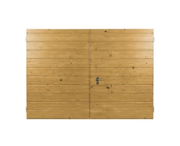 Dvivėriai vartai 3x2 m, Medžio imitacijos, horizontalus profiliavimas, plokštė 17 cm