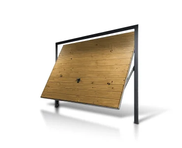 Pakeliami vartai 2,5x2,5 m, Medžio imitacijos, horizontalus profiliavimas, plokštė 17 cm
