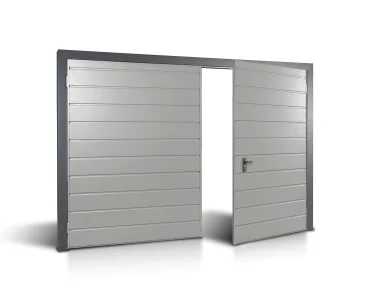 Dvivėriai vartai 4x2,5 m, horizontalus profiliavimas, plokštė 17 cm