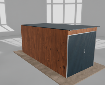 Įrankių namelis 2x4,5 m, nuolydis atgal, Medžio imitacijos