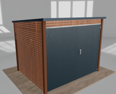 Įrankių namelis 2,5x2 m, nuolydis atgal, Medžio imitacijos