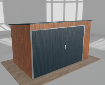 Įrankių namelis 3,5x2 m, nuolydis atgal, Medžio imitacijos