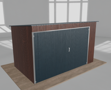 Įrankių namelis 3,5x2 m, nuolydis atgal, Medžio imitacijos