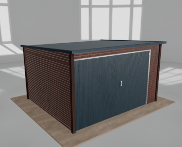 Įrankių namelis 3,5x3 m, nuolydis atgal, Medžio imitacijos