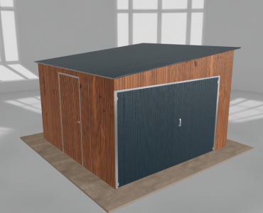 Įrankių namelis 3,5x3,5 m, nuolydis į kairę, Medžio imitacijos