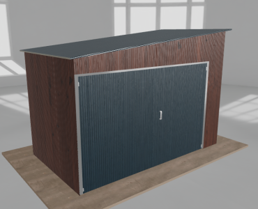 Įrankių namelis 3,5x2 m, nuolydis į kairę, Medžio imitacijos