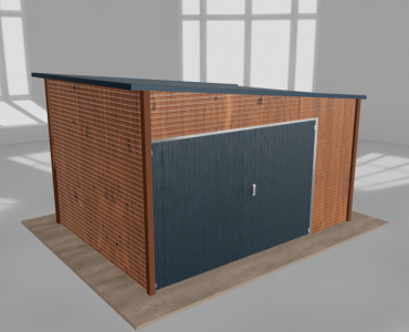 Įrankių namelis 4x3 m, nuolydis į dešinę, Medžio imitacijos