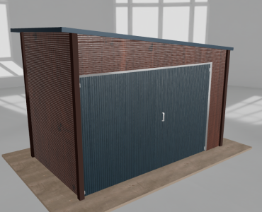 Įrankių namelis 3,5x2 m, nuolydis į dešinę, Medžio imitacijos