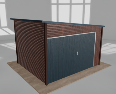 Įrankių namelis 3,5x3 m, nuolydis į dešinę, Medžio imitacijos