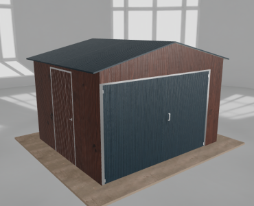 Įrankių namelis 3,5x3 m, dvišlaitis stogas, Medžio imitacijos