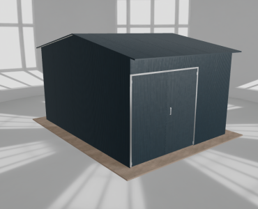 Aukštas skardinis angaras 5x6,5 m, dvišlaitis stogas su nuolydžiu į priekį, Grafitas