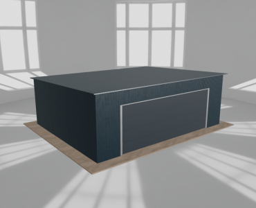 Skardinis garažas 7x5,5 m, vienos vietos, nuolydis atgal, Grafitas – Modelis 2