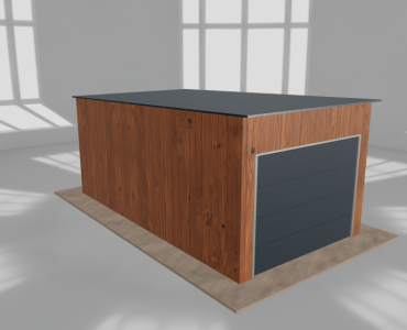 Skardinis garažas 3x5,5 m, vienos vietos, nuolydis atgal, Medžio imitacijos – Modelis 2
