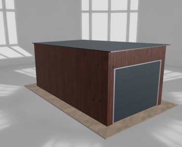 Skardinis garažas 3x5,5 m, vienos vietos, nuolydis atgal, Medžio imitacijos – Modelis 3