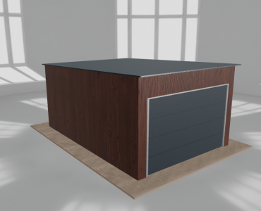 Skardinis garažas 3,5x5 m, vienos vietos, nuolydis atgal, Medžio imitacijos – Modelis 3