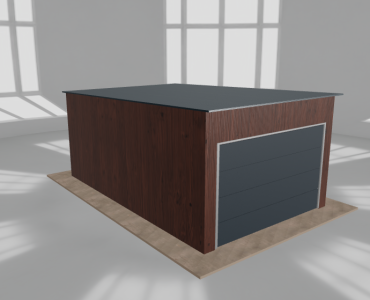 Skardinis garažas 3,5x5,5 m, vienos vietos, nuolydis atgal, Medžio imitacijos – Modelis 3