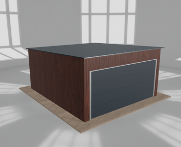 Skardinis garažas 4,5x5,5 m, vienos vietos, nuolydis atgal, Medžio imitacijos – Modelis 3