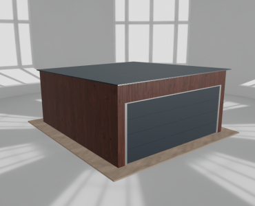 Skardinis garažas 5x5,5 m, vienos vietos, nuolydis atgal, Medžio imitacijos – Modelis 3