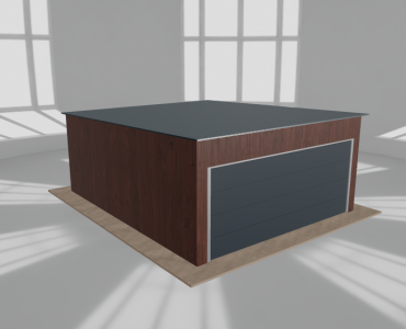 Skardinis garažas 5x6 m, vienos vietos, nuolydis atgal, Medžio imitacijos – Modelis 3