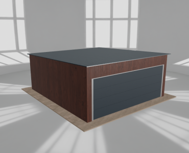 Skardinis garažas 5,5x6 m, vienos vietos, nuolydis atgal, Medžio imitacijos – Modelis 3