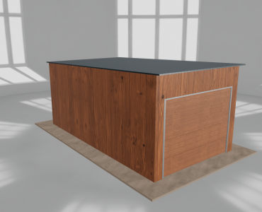 Skardinis garažas 3x5,5 m, vienos vietos, nuolydis atgal, Medžio imitacijos – Modelis 3