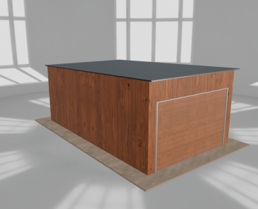 Skardinis garažas 3,5x6 m, vienos vietos, nuolydis atgal, Medžio imitacijos – Modelis 3