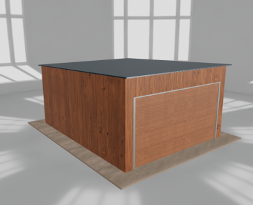 Skardinis garažas 4x5 m, vienos vietos, nuolydis atgal, Medžio imitacijos – Modelis 3