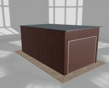 Skardinis garažas 3x5,5 m, vienos vietos, nuolydis atgal, Medžio imitacijos – Modelis 4