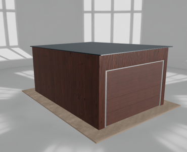Skardinis garažas 3,5x5 m, vienos vietos, nuolydis atgal, Medžio imitacijos – Modelis 4