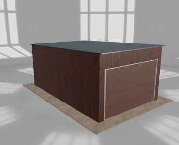 Skardinis garažas 3,5x5,5 m, vienos vietos, nuolydis atgal, Medžio imitacijos – Modelis 4