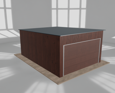 Skardinis garažas 4x5,5 m, vienos vietos, nuolydis atgal, Medžio imitacijos – Modelis 4