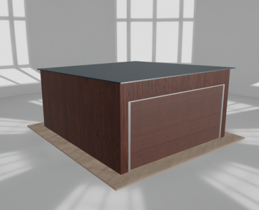 Skardinis garažas 4,5x5 m, vienos vietos, nuolydis atgal, Medžio imitacijos – Modelis 4