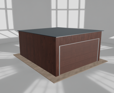 Skardinis garažas 4,5x5,5 m, vienos vietos, nuolydis atgal, Medžio imitacijos – Modelis 4